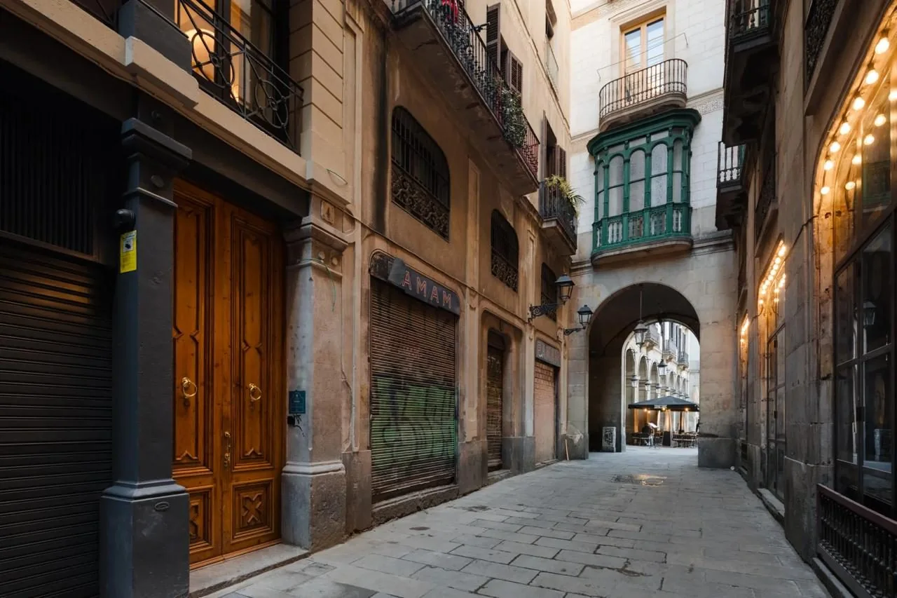 Gothic Quarter street viewed from the balcony